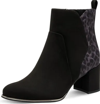 Produktbild von MARCO TOZZI Damen Stiefeletten mit Blockabsatz Vegan, Schwarz (Black/Leo), 36 EU