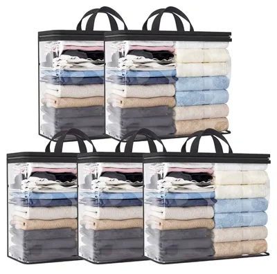 Productafbeelding van Set van 5 Transparante Opbergzakken voor Kleding