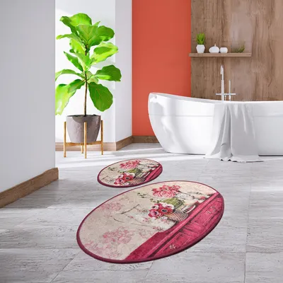 Produktbild von Bosdela Ovales 2-Teiliges Badezimmerteppich-Set, WC-Vorleger-SetVintage