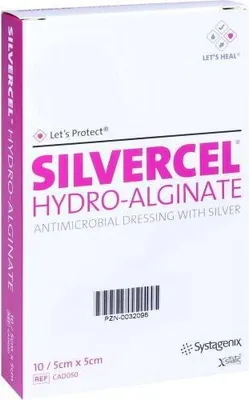 Produktbild von Silvercel Hydroalginat Verband 5x5 cm 10 St