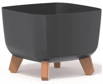 Image de Prosperplast Gracia Square Pot de fleurs avec pieds amovibles incl. insert pour l'intérieur et l'extérieur Pot de plantes carré en plastique résistant aux UV 39x39x27cm Anthracite