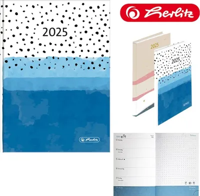 Produktbild von Herlitz Buchkalender Dreamy A6 2025, Jahr / Motiv:2025 / blau