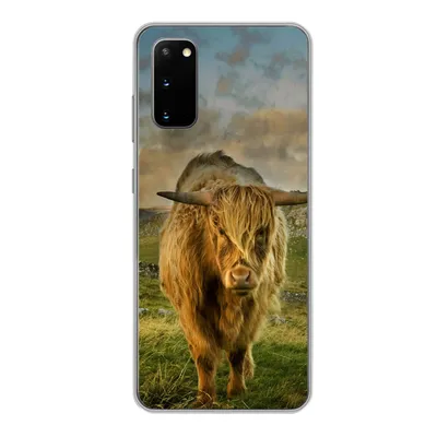 Produktbild von MuchoWow® Handyhülle Schutzhülle Hülle für Samsung Galaxy S20 Schottischer Highlander - Gras - Berg Silikon Softcase Handy Hülle - Bild