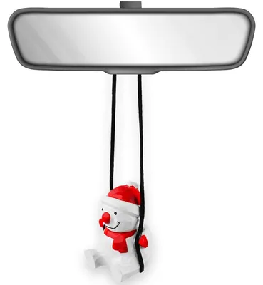 Produktbild von Holz Schneemann Auto Hänge-Ornament handgeschnitzt bemalt 6,3 cm Zubehör Deko Geschenk
