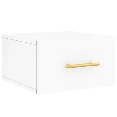 A white drawer with a gold handle against a white background.