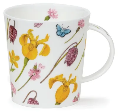 Mok, 0,32 l, Feinbone China, Gelb/Weiß, Iris-Motiv