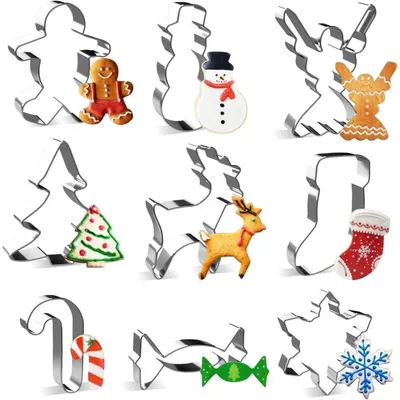Image de Emporte-pièces Noël Set en acier inoxydable pour biscuits Fondant 9 pièces
