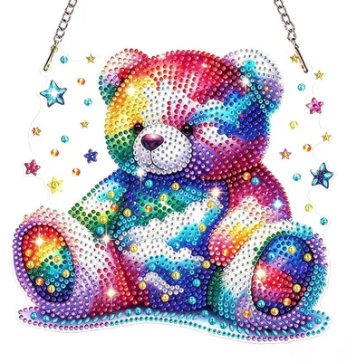 Produktbild von Diamant Painting Anhänger Tiere Regenbären Fensterbilder Valentinstag Kinder Hängendes Ornament Basteln Geschenk anmial-08