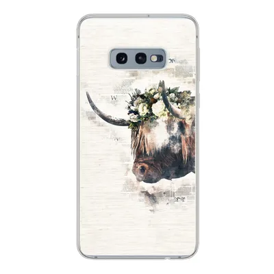 Produktbild von MuchoWow® Handyhülle Schutzhülle Hülle für Samsung Galaxy S10e Schottischer Highlander - Rauch - Blumen Silikon Softcase Handy Hülle - Handy