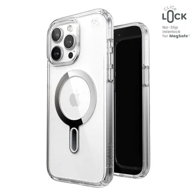Zdjęcie produktu dla Speck Presidio Perfect-Clear ClickLock & Magsafe - Etui iPhone 15 Pro Max (Clear / Chrome Finish / Serene Silver)