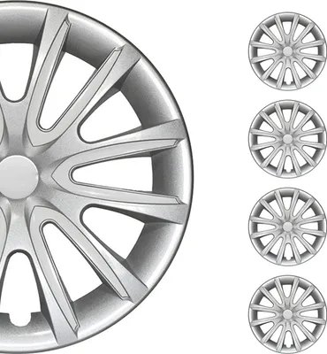 Produktbild von 4x Radblenden Radkappen Radzierblenden für 14" Zoll Stahlfelgen Grau weiß