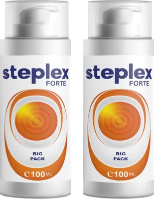 Two bottles of Steplex Forte Creme side-by-side on a white background.
