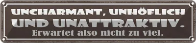 Immagine prodotto di vianmo Insegna di latta 10x46 cm uncharmant unhöflich unattraktiv