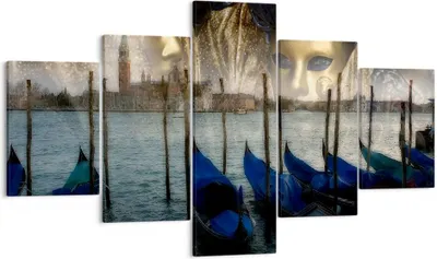 Produktbild von Bild auf Leinwand - Leinwandbild - Gondel Wasser Kanal - 125x70cm - Wand Bild - Wanddeko - Leinwanddruck - Bilder - Kunstdruck - Wanddekoration - Leinwand bilder - Wandkunst - EA125x70-0250