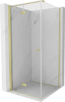 Produktbild von Mexen Mist-F T Duschkabine, faltbar, links 90 x 90 cm, transparent, gold gebürstet - 8A6T-090-090-55-00-L