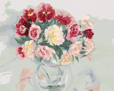 Produktbild von Zuty - Malen nach Zahlen - BUNTE PFINGSTROSEN IN EINER VASE, 40x50 cm, ohne Keilrahmen