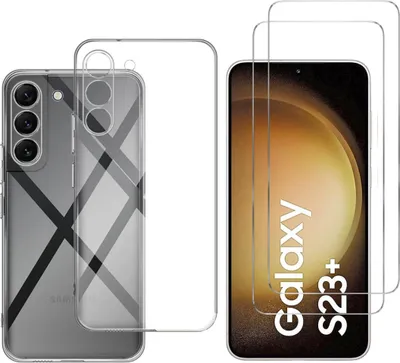 Image de Housse pour Samsung Galaxy S23 PLUS avec 2 films de protection d'écran en verre trempé Phonillico®