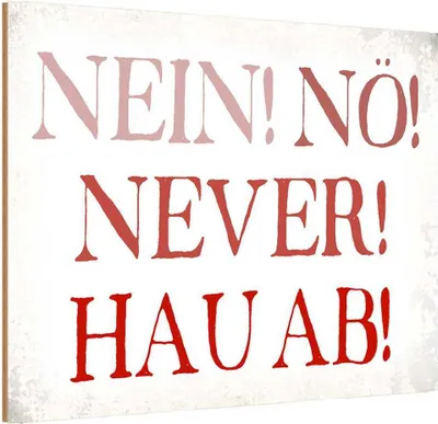Produktbild von vianmo Holzschild 20x30 cm nein nö never hau ab Dekoration