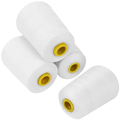 Produktbild von Curtzy Nähgarn Set Polyester Nähgarn Nähmaschine in Weiß (4 Stk) – 11cm Garn für Nähmaschine Faden Nähmaschine, 5460m Nähfaden – Overlockgarn Set als