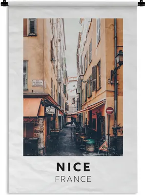 Produktbild von MuchoWow® Wandteppich Wandbehang Frankreich - Nizza - Straße 90x135 cm Tapisserie Dekoration Wandtuch - Baumwolle - Wandskulptur