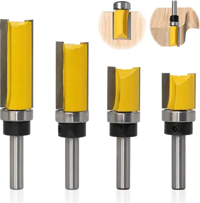 Produktbild von 4-teiliges Fräserset für Holzbearbeitung mit 8-mm-Schaft, Bündigfräsern und Nutfräsern, geradem Kopierfräser, professionelles Schneidwerkzeug für Oberfräsen (4)