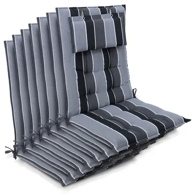 Produktbild von Beautissu 7er Set Sun-HL Hochlehner Auflage 120x50x8cm Anthrazit-Gestreift