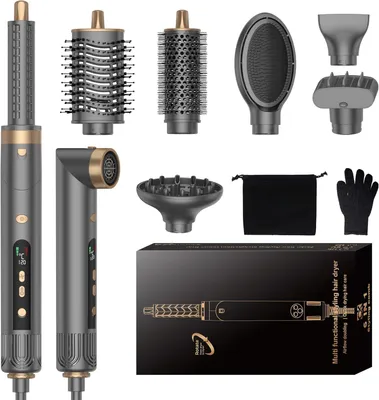 Produktbild von 7 in 1, Hairstyler Multistyler Haare mit Warmluftbürste Diffusor Haartrockner Lockenstab Anti-Frizz Düse Glättbürste für Trocknen,Glätten,Locken