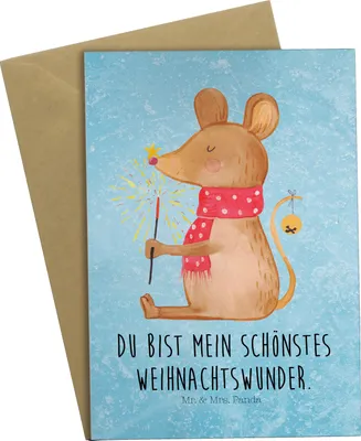 Produktbild von Mr. & Mrs. Panda Klappkarte Maus Weihnachten - Eisblau - Geschenk, Grußkarte, einladungskarten, weihnachtskarten, Weihnachtswunder, Frohe, Grußkarten, Weihnachtsmotiv