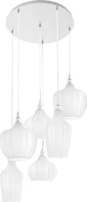 Image de Cleofe - Lustre suspension 6 lumières blanc mat avec verre blanc opale - 6XE27 max 6X60W, et élégant