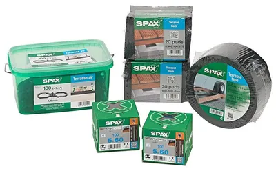 Image de Kit pour Terrasse SPAX  vis en acier inoxydable, entretoise, embout, tampon et mètre ruban