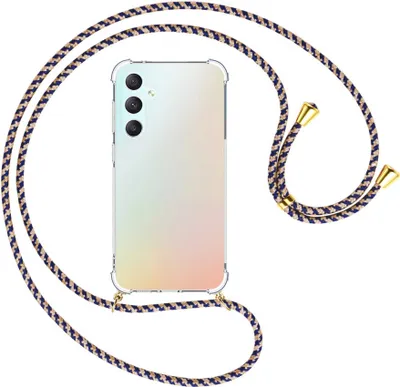 Produktbild von Handykette Backcover-Schutzhülle mit Band (Metall goldfarben) für Samsung Galaxy S23 FE (6.4'') - blau+beige
