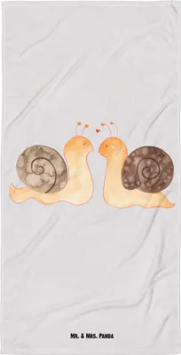 Produktbild von Mr. & Mrs. Panda Reisehandtuch Schnecken Liebe - Grau Pastell - Geschenk, Verliebt, Handtuch, Strandtuch, Paar, Große, Duschhandtuch, Duschtuch, Freundin, Badehandtuch