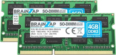 Produktbild von BRAINZAP 8GB DDR3 RAM SO-DIMM PC3-14900S 2Rx8 1866 MHz 1.5V CL13 Notebook Laptop Arbeitsspeicher (2x 4GB)