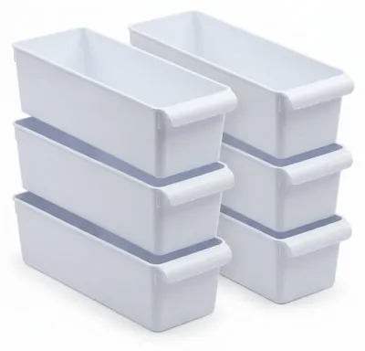 Immagine prodotto di Set 6 Organizer Frigo e Contenitori Salvaspazio Hemax - 11x37x10 cm.Colore:Bianco