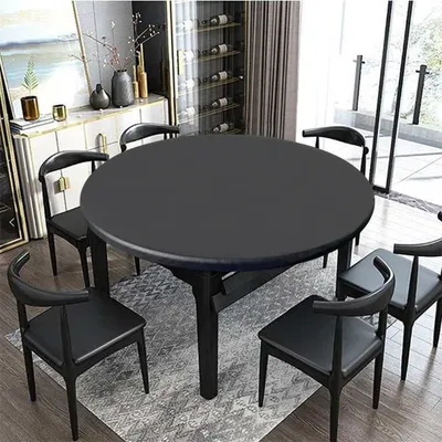 Image de Nappes rondes avec élastique, couleur noire, 140 cm de diamètre