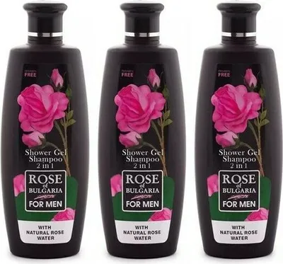 Obrázok produktu pre Biofresh Rose of Bulgaria pre mužov, 2v1: sprchový gél a šampón, 3 x 330 ml