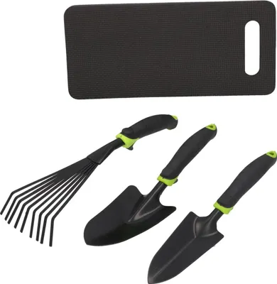 Produktbild von Gartenwerkzeug Set 4 tlg Schaufel Rechen Spaten Knieunterlage