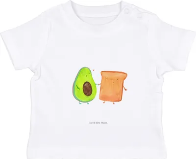 Produktbild von Mr. & Mrs. Panda  T-Shirt Avocado Toast 6. - 12. Monat - Weiß - Geschenk, Organic Baby Shirt, Kinder, Babyshirt, Liebe, Baumwolle, Hochzeit, Freundin