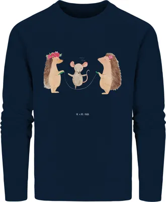 Produktbild von Mr. & Mrs. Panda Baumwoll Pullover Igel Seilhüpfen Größe L - French Navy - Geschenk, Pulli, Kinder, Sweatshirt, Sweater, Seilspringen, Maus, Lustige Sprüche, Kindergarten