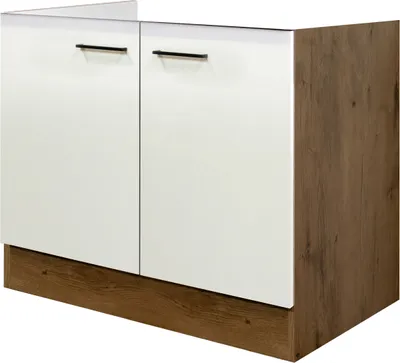 Produktbild von Spülenunterschrank ohne Arbeitsplatte - 100 cm breit - Magnolia Matt Lancelot Oak – Vintea