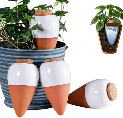 Productafbeelding van Automatisch irrigatiesysteem 4 stuks - keramiek - waterdispenser voor planten - handige bewatering binnen en buiten