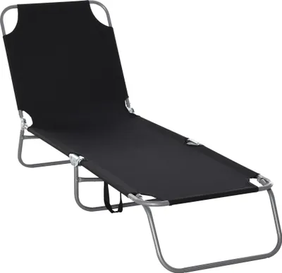 Produktbild von Sonnenliege, klappbar, verstellbare Rš¹ckenlehne, rostfreier Metallrahmen, 187 x 55 x 24, Schwraz