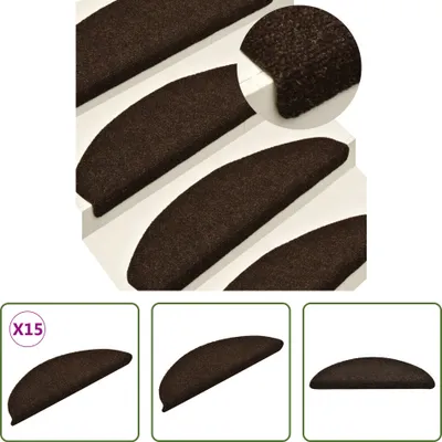 Produktbild von The Living Store Treppenmatten Selbstklebend 15 Stk. Braun 56x17x3cm Nadelvlies