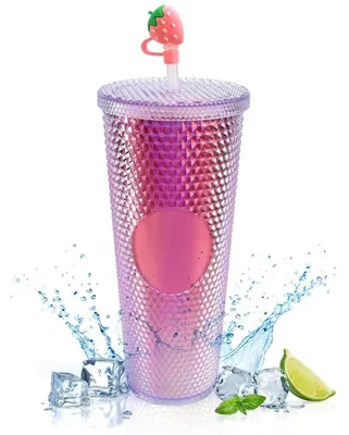 Immagine prodotto di Bicchiere da bevanda in acciaio inossidabile con coperchio e cannuccia, capacità 710 ml, a doppia parete