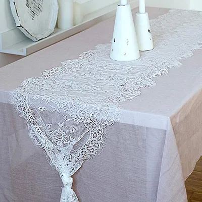 Produktbild von 2 Stück Spitze Tischläufer 36x300cm Tischband für Hochzeit Festival Weihnachten Party Home Deko Weiß