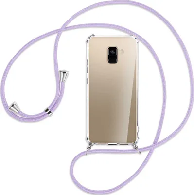 Produktbild von Handykette Backcover-Schutzhülle mit Band (Metall silberfarben) für Samsung Galaxy A8 2018 - violett