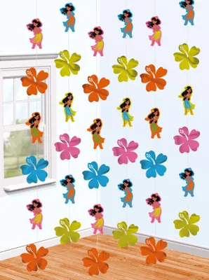Produktbild von 6 er SET HÄNGE DEKO Hawaii Südsee Hula Girls Sommer Party Girlanden Dekoration