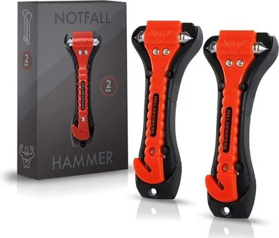 Produktbild von Autounfall-Hammer-Set, 2er Pack, mit Sicherheitsgurtschneider und harten Spitzen