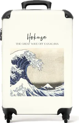 Produktbild von NoBoringSuitcases.com® Koffer Handgepäck Trolley Rollkoffer Kleine Reisekoffer mit 4 Rollen - Kunst - Meer - Wellen - Hokusai - Vintage - Cabin Size < 55x40x23 cm & 55x40x20 cm - Fotokoffer - Kabinenkoffer - BoardgepäckHandgepäck Koffer 55x35x20 cm, 36L,