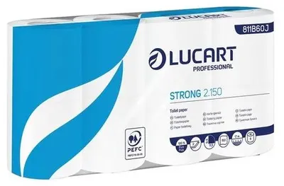 Toaletný papier, 2-vrstvový, pre malé rolky, 8 roliek, LUCART "Strong 2.150", biela